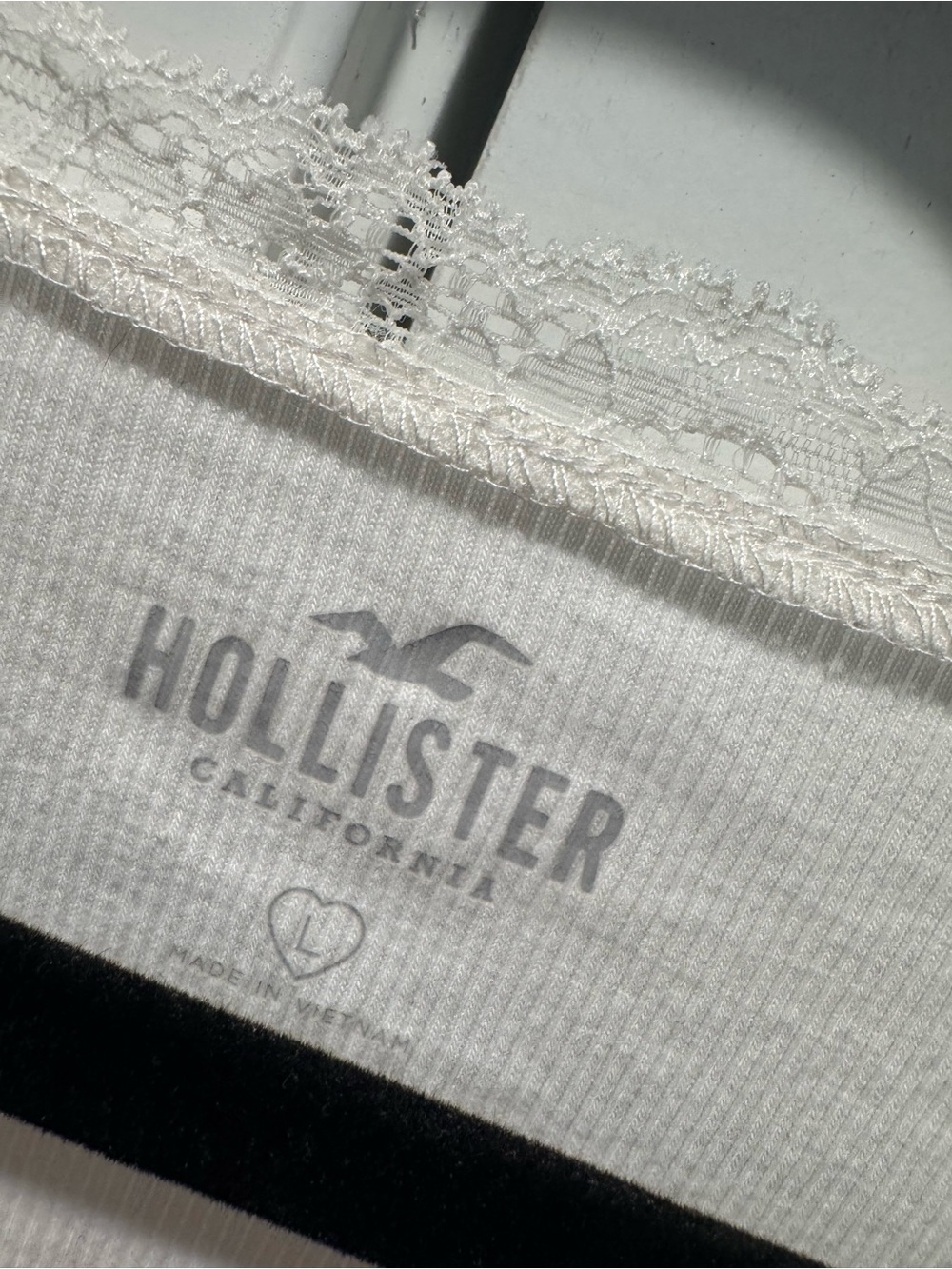 Hollister White Lace-Trim Ribbed Bandeau